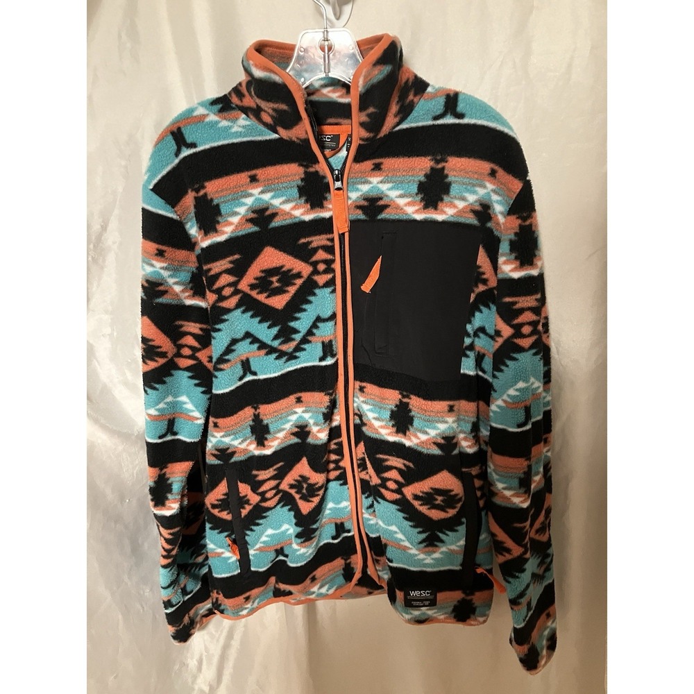 WeSC‎ Fleece Jacket Adult Unisex Mens L Womens XL Aztec Southwestern Full Zip